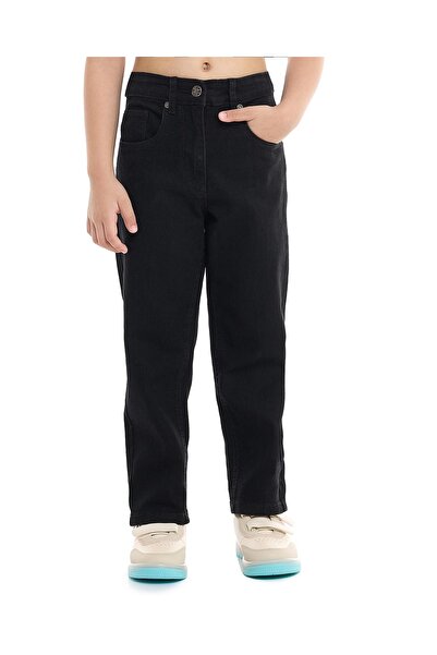R&B Solid Relaxed Jeans with Button Closure
