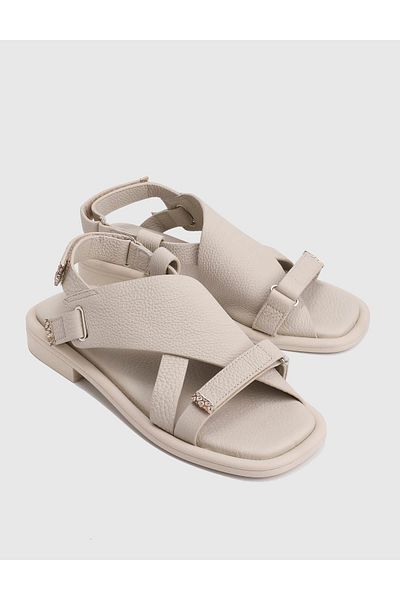 İLVİ Carcee Genuine Floater Leather Beige Women's Sandals