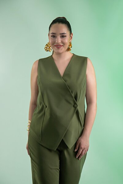 Roxxlen 1112054 Γυναικείο Γιλέκο Σετ 2 τεμαχίων Χακί