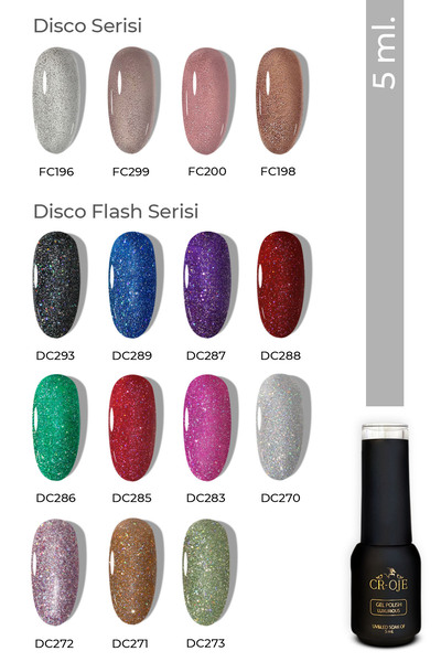 CROJE KALICI OJE Kalıcı Oje(15 ADET) 5 ml Disco/flash Kalıcı Oje Seti
