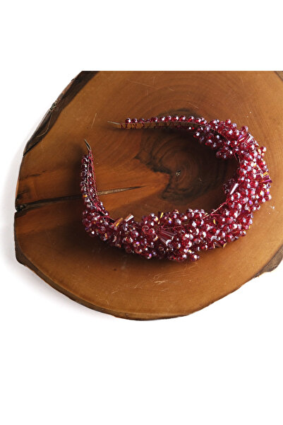 Prestij Boncuk Νυφική ​​Κόμμωση Χέννας Κόκκινο Κρυστάλλινο Κομψό Φωτεινό Νυφι...