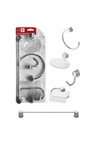 Feridras Set of 5 Feridras Key B bathroom accessories, chromed metal and ABS