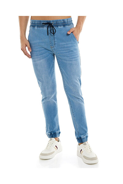 R&B Solid Jogger Jeans with Drawstring Waist