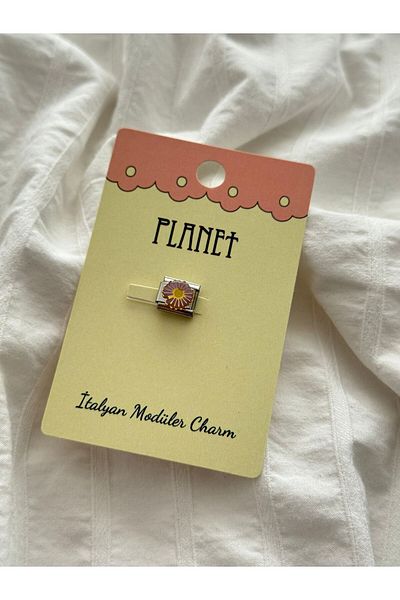 Planet Butik Italian Charm with Pink Flower Card