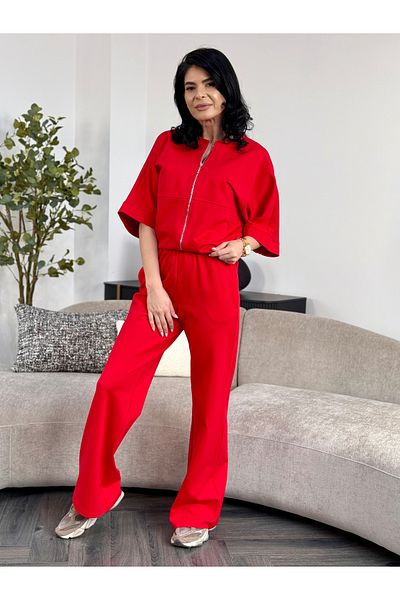 RAMONA BADESCU EXCLUSIVE Casual green set with zipper and wide pants – light and versatile