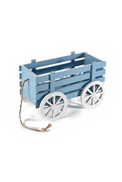 Decorer Decorative Wooden Trolley Blue 24 x 13 x 15 H cm