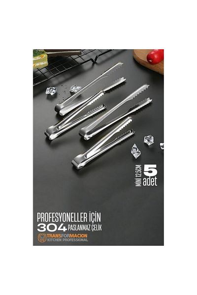 Skygo Mini 12.5cm Ice Tongs - Sugar Lemon Tongs Cocktail Serving Tongs Pack of 5 304 Stainless Steel