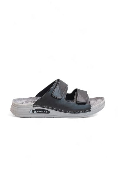 Konfores 2166-Enova Double Velcro Full Anatomical Sole Men's Slippers Compatible for Daily, Umrah and Hajj