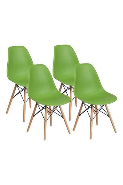 Taimi Pack of 4 Modern Style Plastic Dining Chair Mid Century Modern DSW Chair, Shell Lounge ,Green