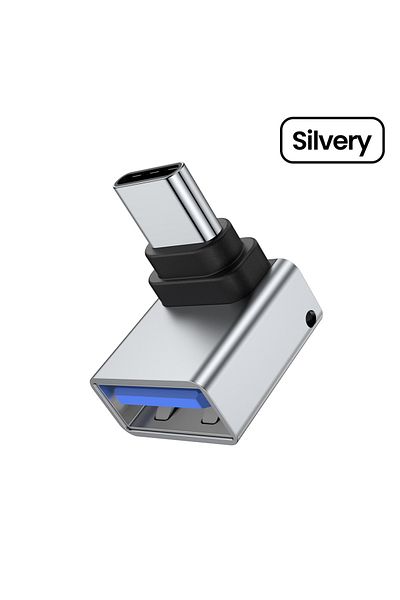 Choice محول فضي من النوع C ذكر إلى USB 3.0 أنثى من النوع C إلى USB بزاوية قائمة 90 درجة، امتداد USB C C