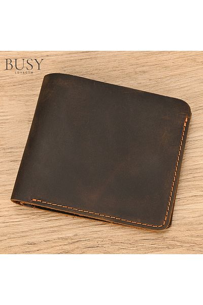 Busy Lady&Gentleman Minimalist men's wallet Buiak, premium genuine leather, slim, brown
