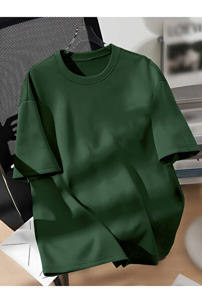 FUWEAR Υπερμεγέθη μπλουζάκι με λαιμόκοψη ποδηλάτου σε πράσινο χρώμα, από βαμβάκι