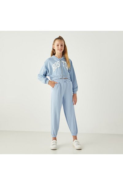 Juniors Printed Hooded Sweatshirt With Zip Closure