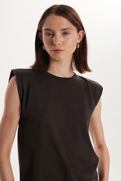 Tudors Tricou maro pentru femei Relax Fit, cu croiala confortabilă, cu mâneci zero