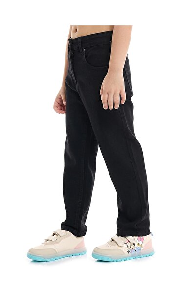 R&B Solid Relaxed Jeans with Button Closure