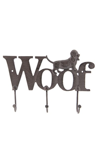 Clayre & Eef Cuier fier forjat 3 agatatori maro Woof 26x4x18 cm