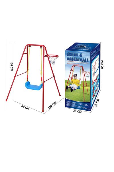 rexa 2-In-1 Comfortable Swing With Basketball Hoop Playground Equipment For Kids