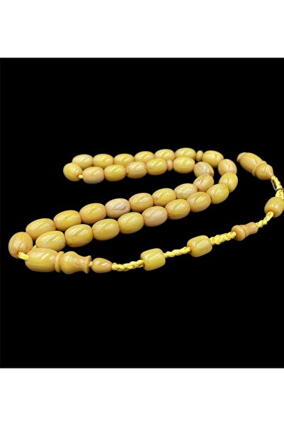 8.9x11.4mm Kalite Hamur Usta İşi İp Örgü Model Sistemli 35cm Sıkma Hareli Kehribar Tesbih