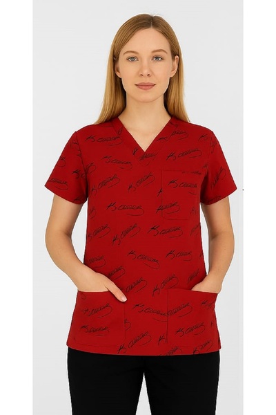 Mastex Unisex Terikoton Hemşire Doktor Forma Atatürk İmzalı Tek Üst