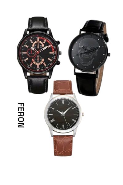 Feron accessories Men's Wristwatch – Leather Band 3 Colors Tm-516