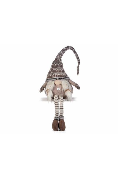 Decorer Figurina Craciunita bej cu picioare textil 32x23x90 cm