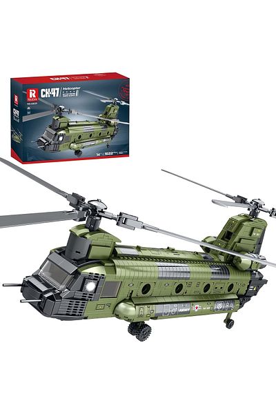 REOBRIX Ch-47 Helicopter, Technical Block Building Kit (1458 Parts)