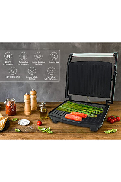 sonashi 4 Slice Contact Grill Maker – Non-Stick, Stainless Steel Body with Cool Touch Handles