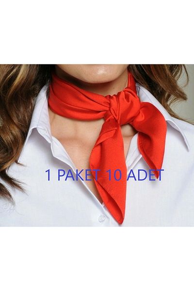 ÖrgüYastik Red Plain Satin Scarf - Bandana- (10 Pcs) (29 October, 10 November, 23 April, 19 May)