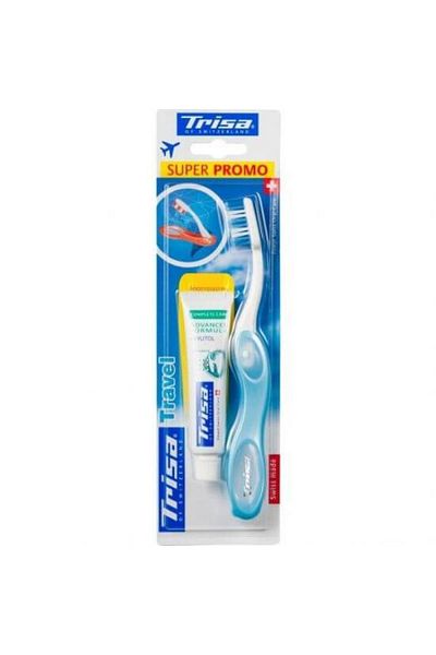 Trisa Travel Soft/medium Manual Toothbrush Mini Toothpaste 15 ml 622346 Blue