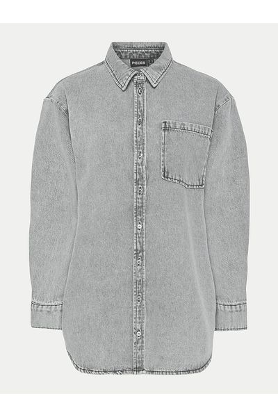 PIECES Cămașă din denim pentru femei 17150991 Gri
