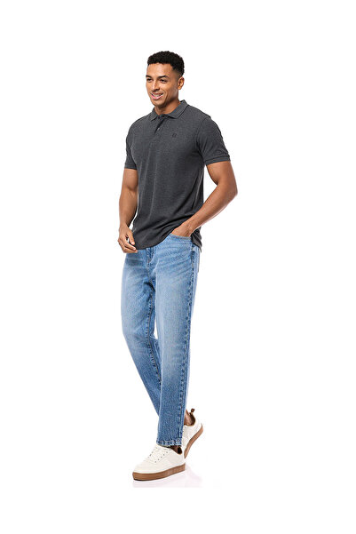 R&B Washed Tapered Fit Jeans with Button Closure