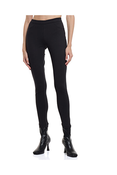 R&B Solid Skinny Fit Pants with Elastic Waist