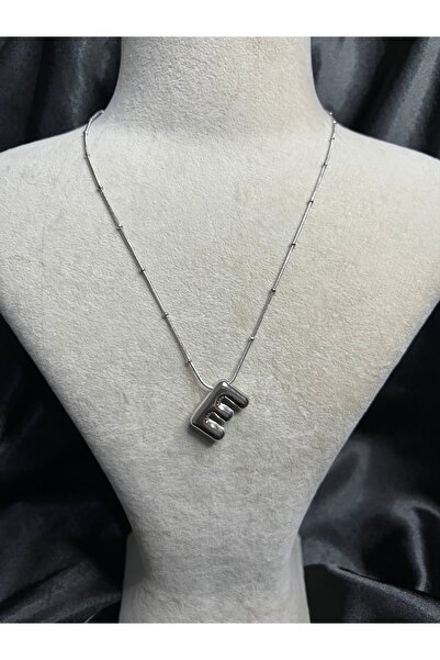 Fam&Co Jewelry Gümüş Renk Balon Harf Kolye – E Harfi, Şık ve Minimal Tasarım