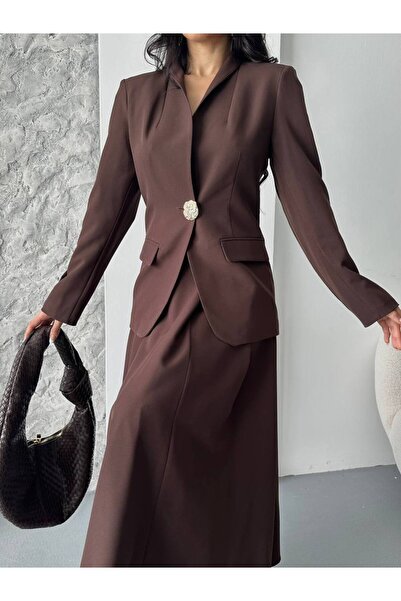 ZF BUTİK Σετ με χρυσό κουμπί και φούστα