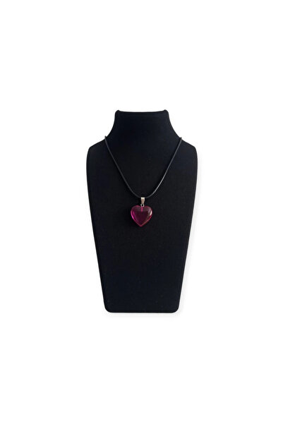 ENTA SHOP Şeffaf Pembe Kalp Kolye