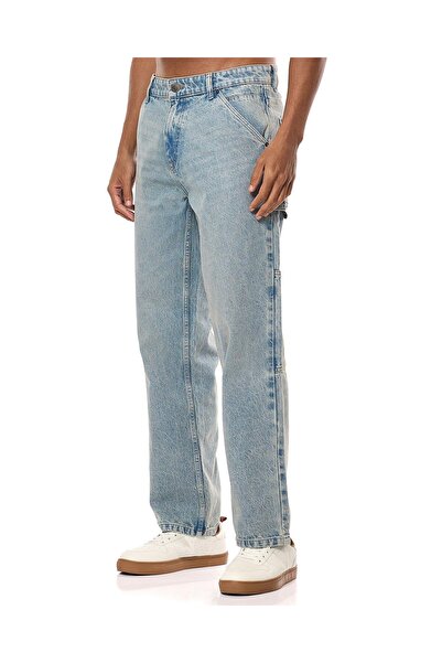 R&B Washed Carpenter Jeans with Button Closure