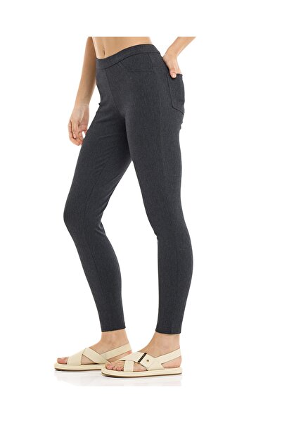 R&B Solid Jeggings with Elastic Waist