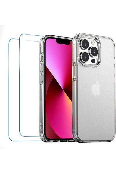 DOCOO Set husă și 2 folii pentru iPhone 13 Pro Docoo, silicon/sticlă securizată, transparentă, 6.1 inci