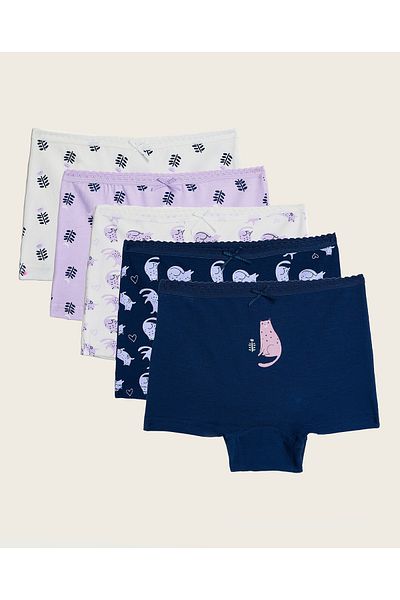 R&B Pack of 5 Unicorn Print Boyshorts