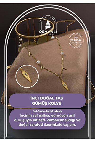 OSMANLI DOĞAL TAŞ Inci Doğal Taş Gümüş Kolye