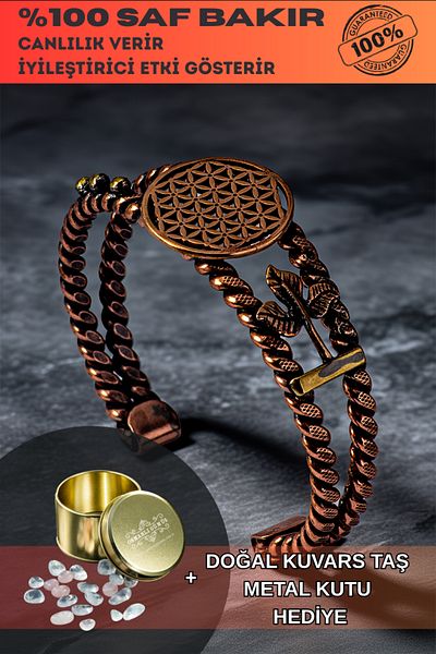 OSMANLI GÜMÜŞ Women's Copper Bracelet - Lotus Flower of Life Women's Bracelet Bracelet
