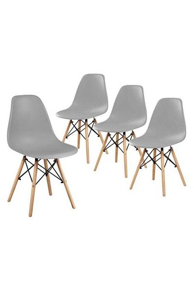 Taimi Pack of 4 Modern Style Plastic Dining Chair Mid Century Modern DSW Chair, Shell Lounge ,Gray