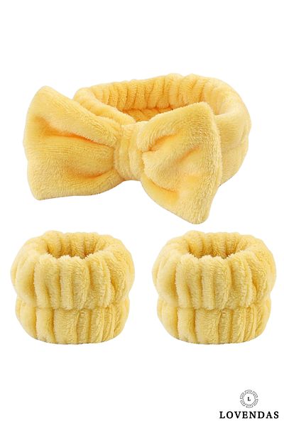 Lovendas Soft Coral Wool Hair Bandana + 2-Piece Bracelet Set