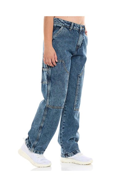 R&B Washed Relaxed Fit Jeans with Button Closure
