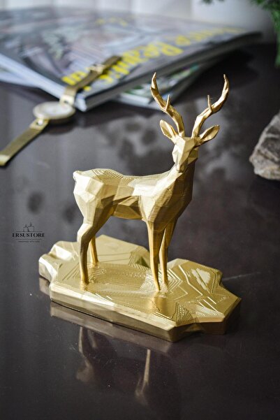 jeane home decor Kubik Dekoratif Geyik Figür Biblo Obje Gold Renk Yılbaşı Gey...