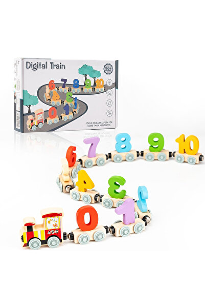 OEM Tren din lemn cu 11 vagoane, cu cifre, Montessori