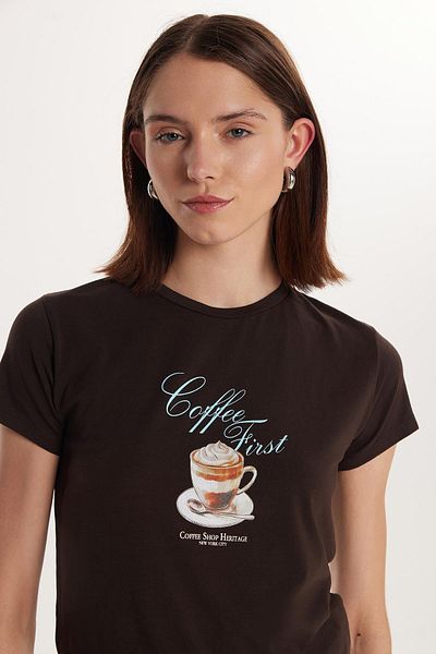 Tudors Tricou maro pentru femei Relax Fit, cu croiala confortabilă, din bumbac, cu decolteu rotund