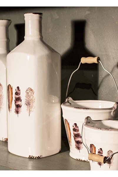 Bizzotto Διακοσμητική κεραμική γλάστρα, λευκή/καφέ/κρεμ, Ø 13 εκ. x 12 εκ.