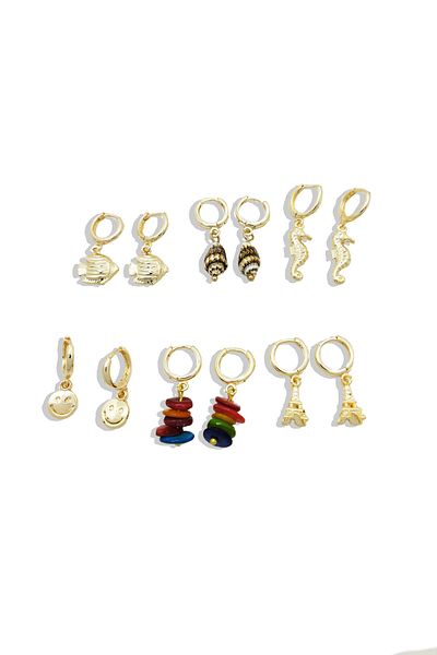 Glaren Mixed Figure Women's Hoop Earrings Set – 6 Pairs