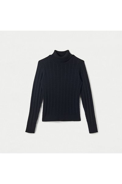 Juniors Textured Pullover With Turtleneck And Long Sleeves